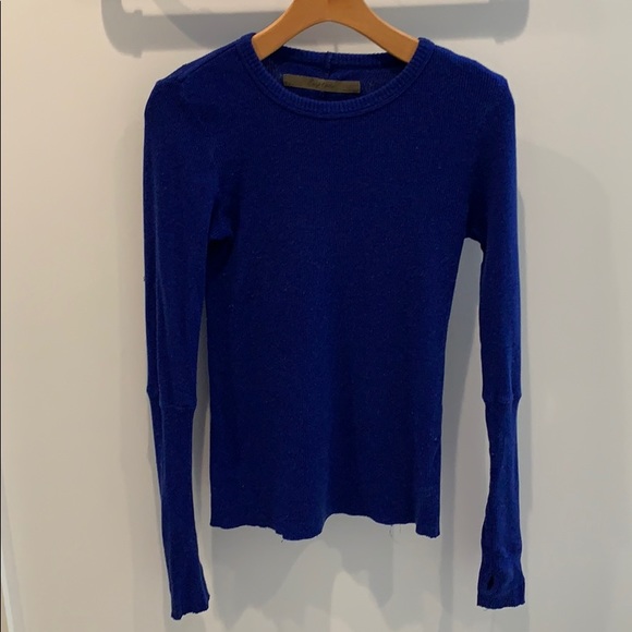 Enza Costa Sweaters - Enza Costa Cashmere Thermal Crew in Baltic Blue